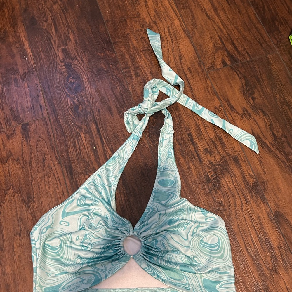 SHEIN blue crop top halter top